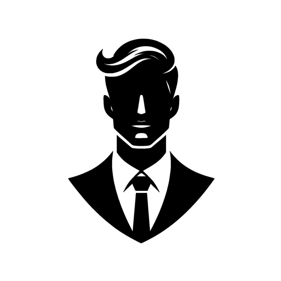 Silhouette of a Stylish Businessman A Minimalist Depicting Confidence and Professionalism, Against a Blank White Backdrop. vector