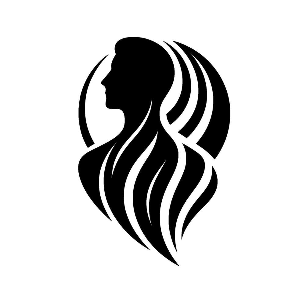 Black silhouette of a human profile within a stylized flowing , symbolizing a connection to the mind, nature, or the human spirit. vector