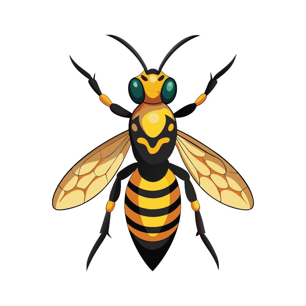 Charming Wasp Character Digital Art Illustration vector