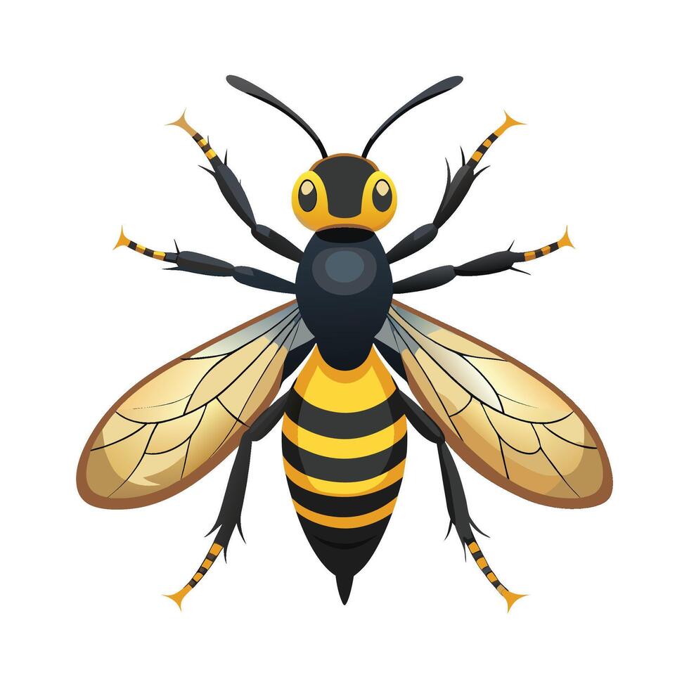 Realistic Wasp on a Flower vector