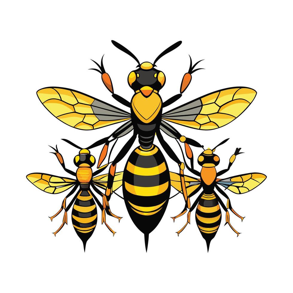 Realistic Wasps on a Leaf vector