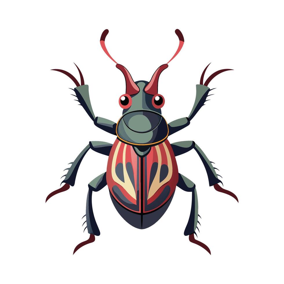 Charming Weevil on a Leaf vector