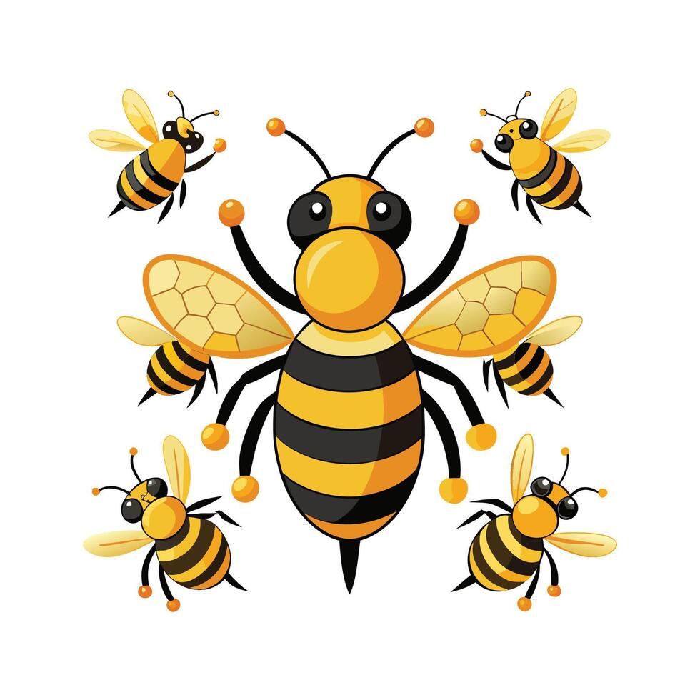 Colorful Bees Illustration for Learning About Nature vector