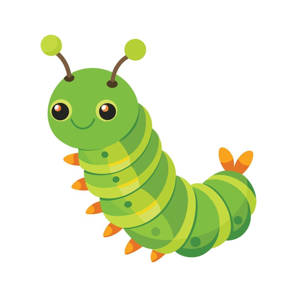 Detailed Caterpillar on Green Leaf vector