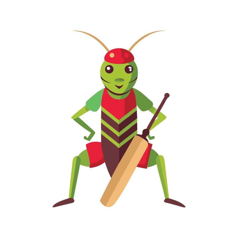 Cute Cricket Character for Playful Learning vector