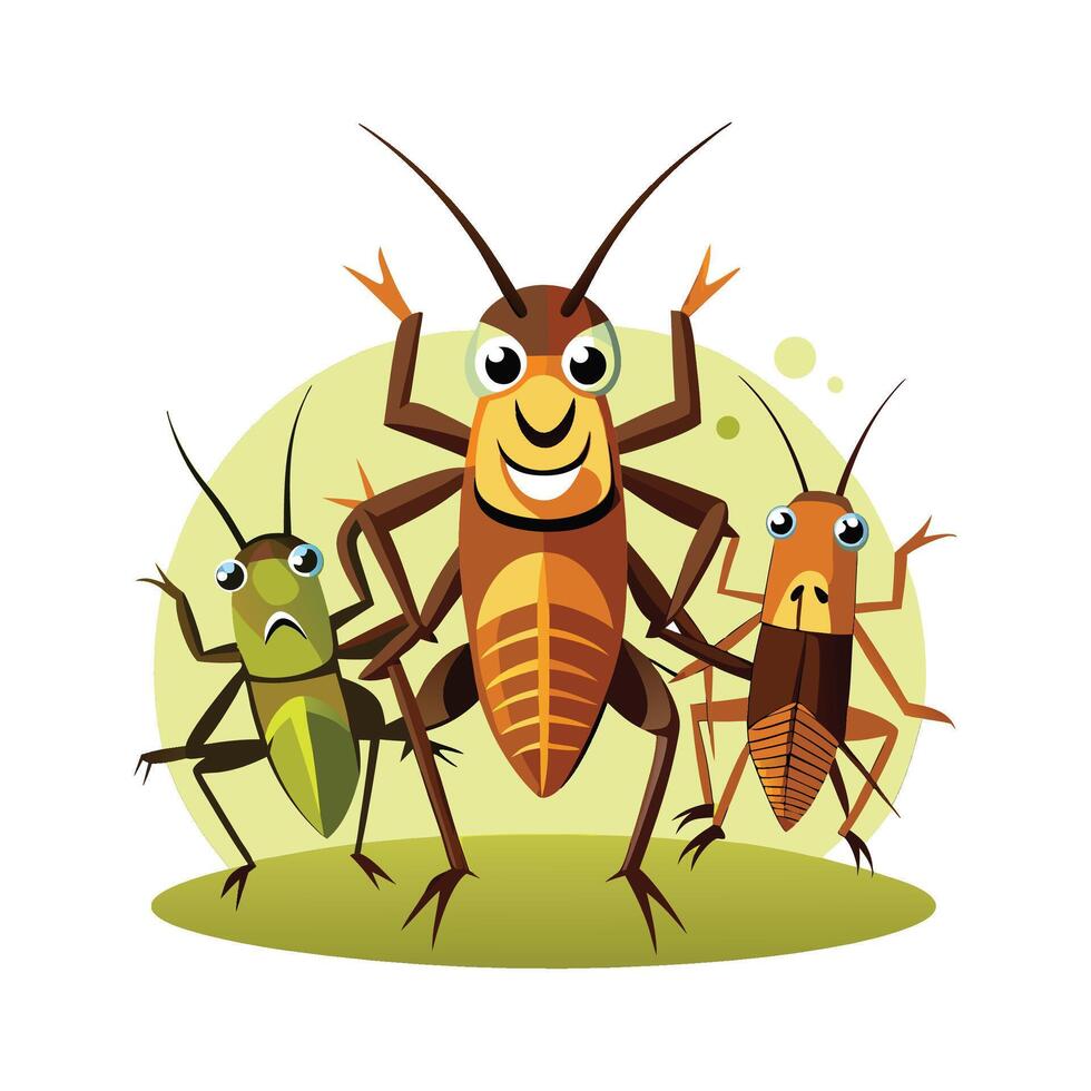 Colorful Crickets in Natural Habitat vector