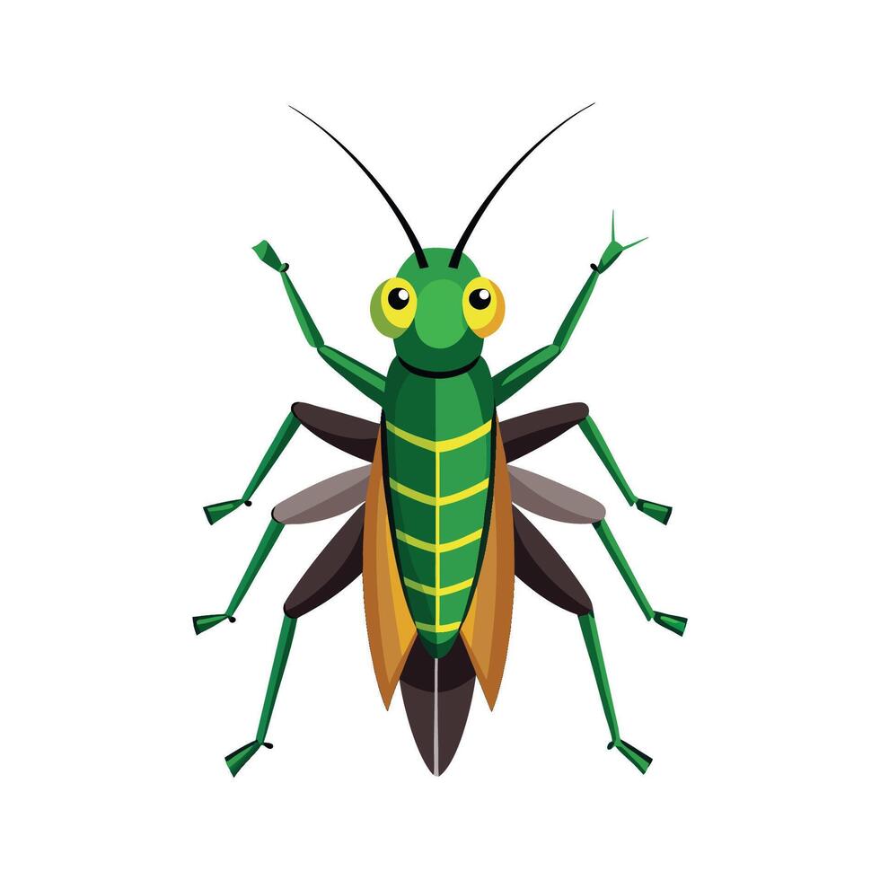Charming Cricket on White Surface vector
