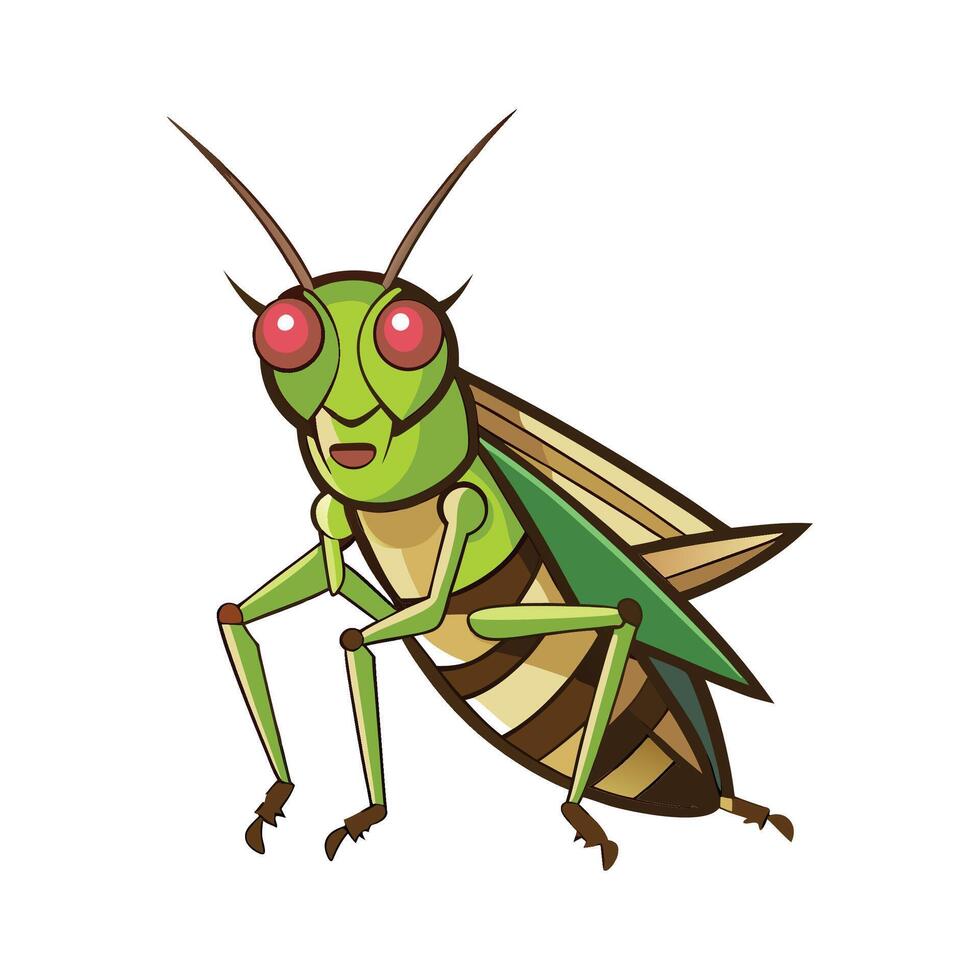 Cute Cricket on Leaf Character vector