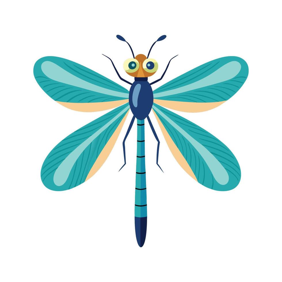 Illustration of a Damselfly on Grass vector