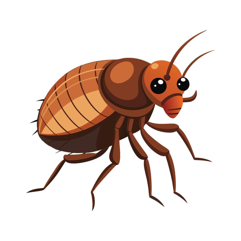 Fun Flea Character Illustration on White vector