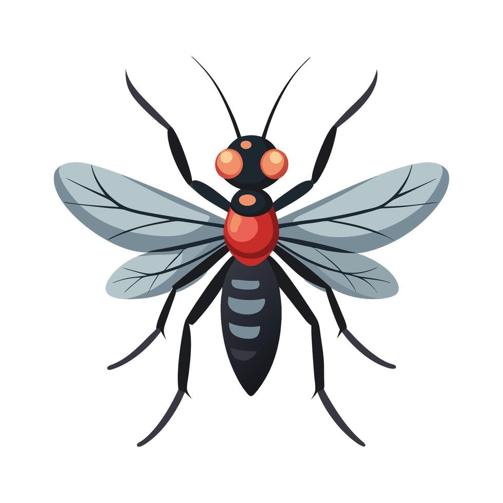 Stylized Gnat on Flower Illustration vector