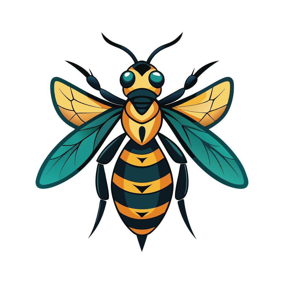 Charming Hornet by a Flower vector