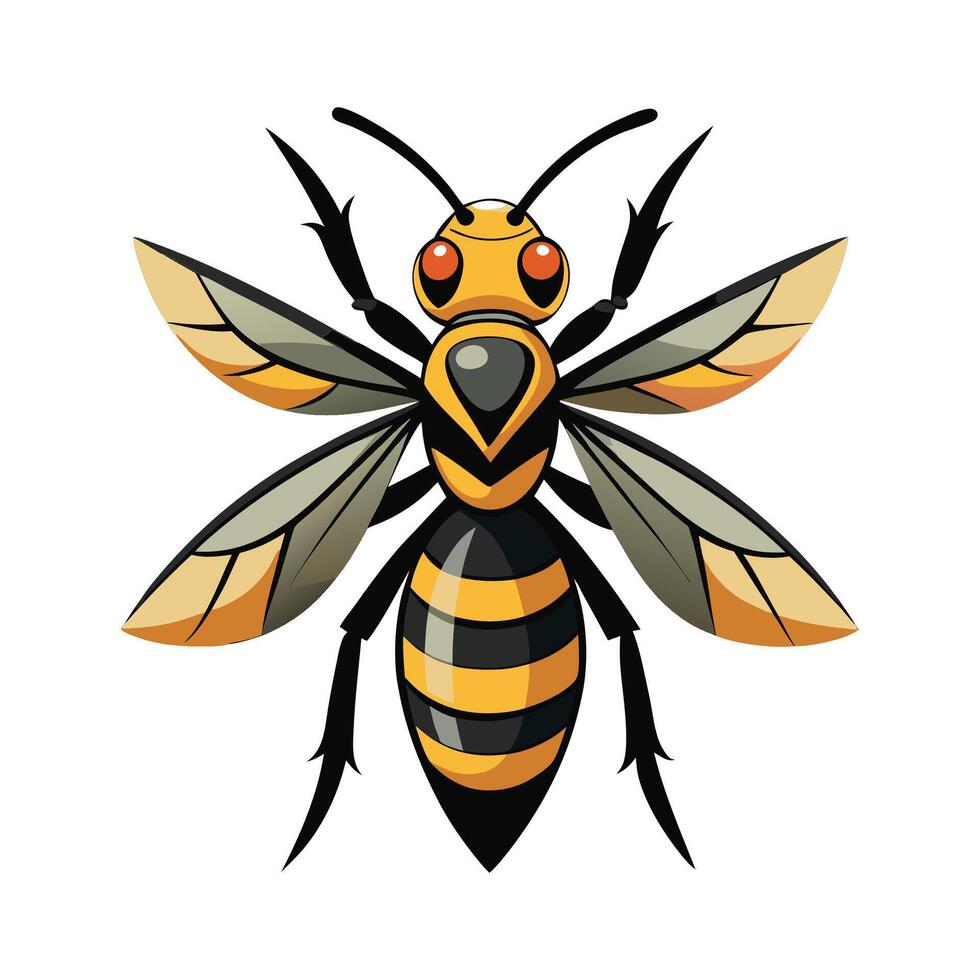 Charming Hornet on a Leaf vector