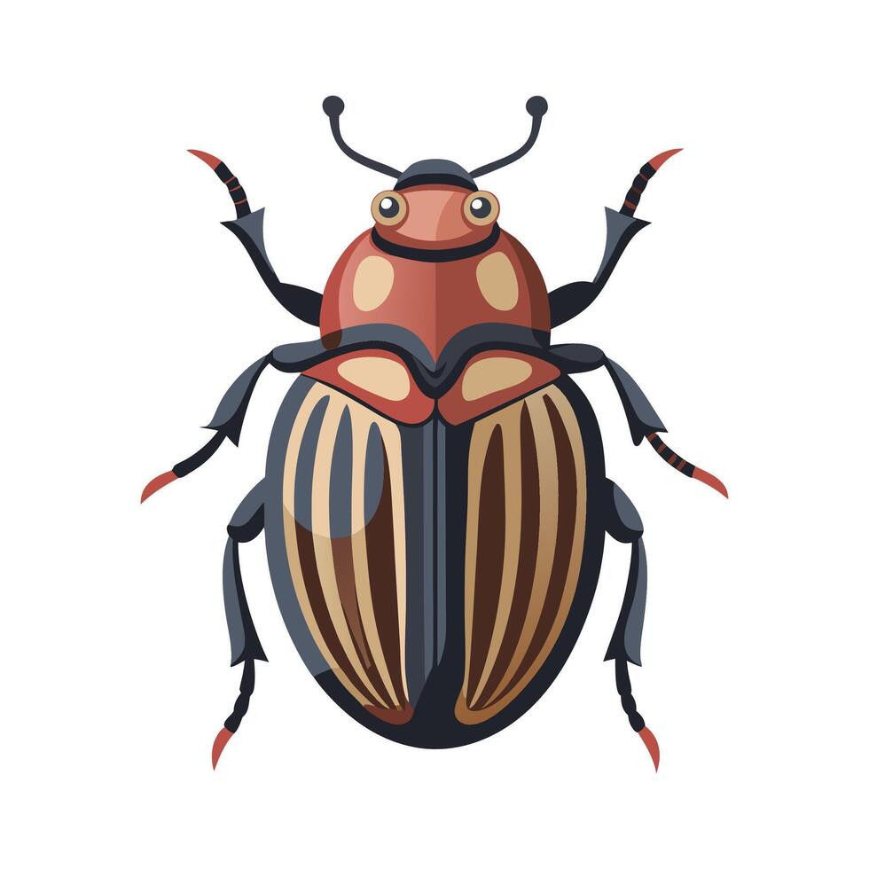 Charming June Beetle on Flower vector
