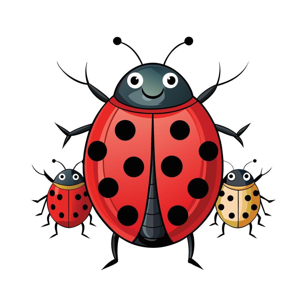 Charming Ladybugs Crawling Together vector