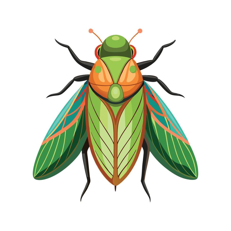 Charming Leafhopper Character on a Leaf vector