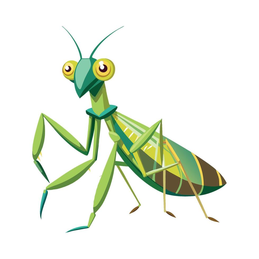 Cute Praying Mantis Character vector