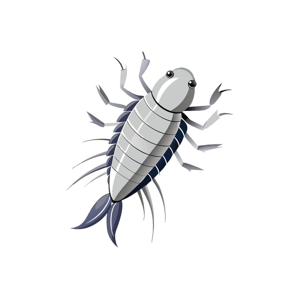 Charming Silverfish on a White Background vector
