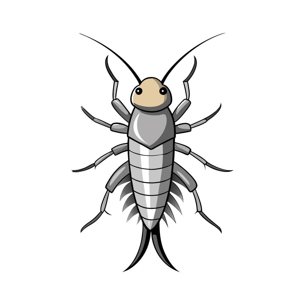 Cute Silverfish Character for Kids vector