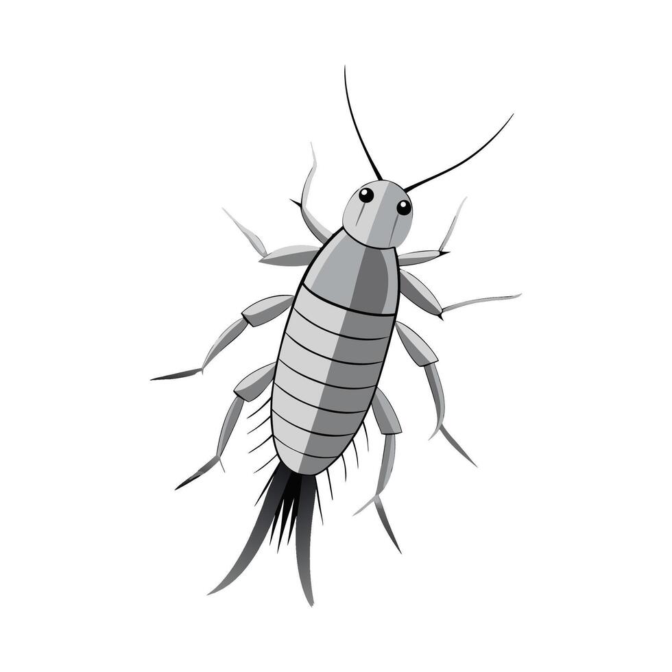 Charming Silverfish on a Leaf vector