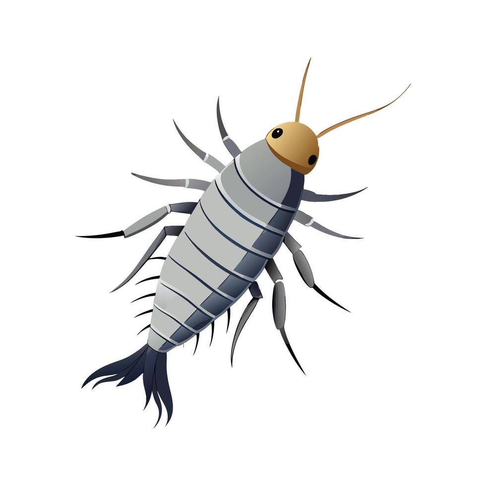Charming Silverfish on a Leaf Illustration vector