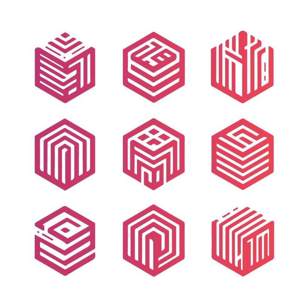 Craft Cube Box Linear Collection Logo vector