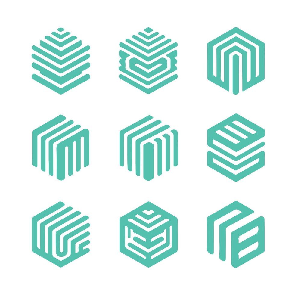 Core Cube Box Linear Collection Logo vector