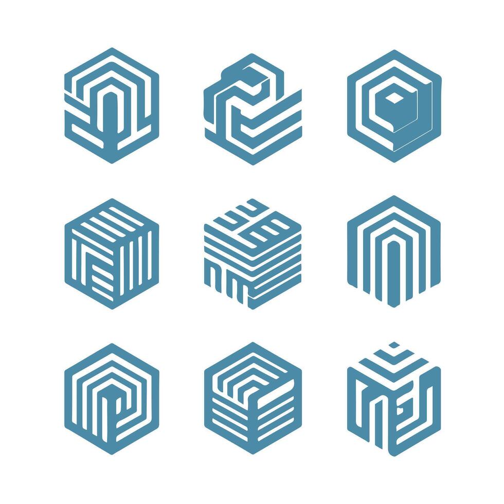 Pure Cube Box Linear Collection Logo vector