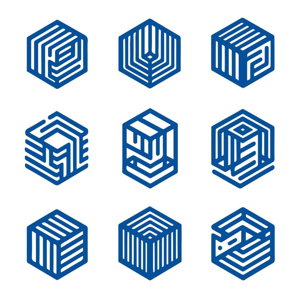 Straight Cube Box Linear Collection Logo vector