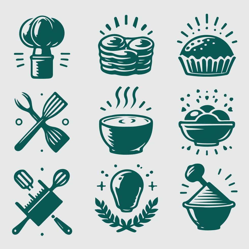 Warm Fresh Bakery baking collection vector