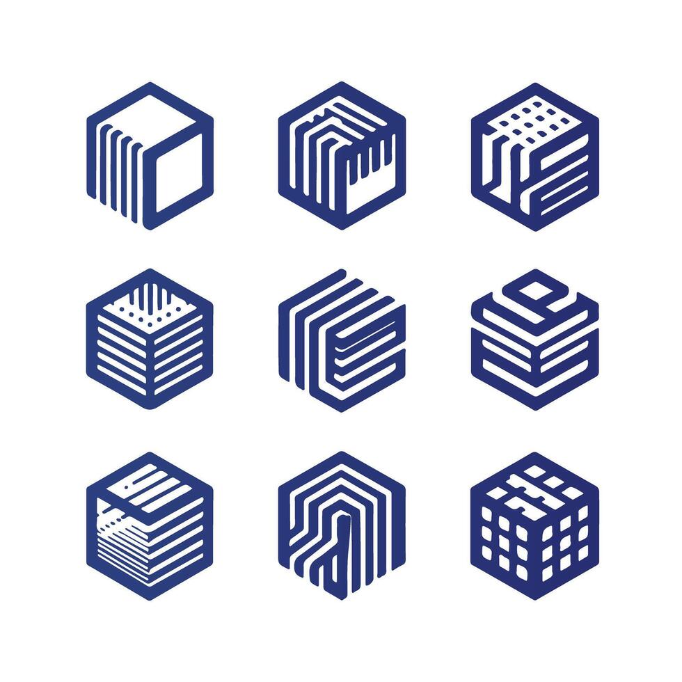 Axis Cube Box Linear Collection Design vector