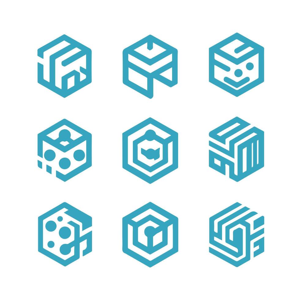 Wave Cube Box Linear Collection Logo vector