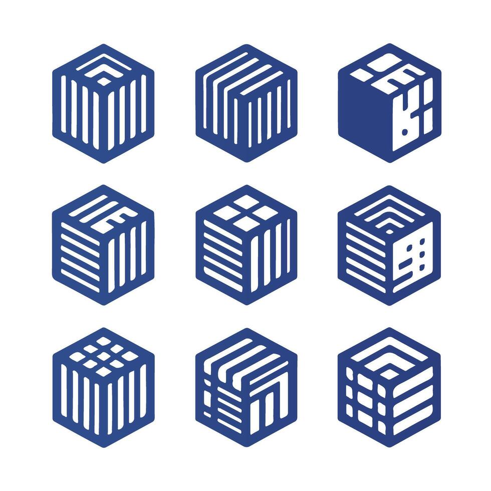 Vault Cube Box Linear Collection Logo vector