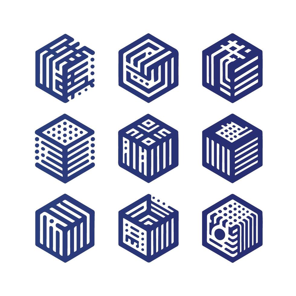 Flow Cube Box Linear Collection Logo vector