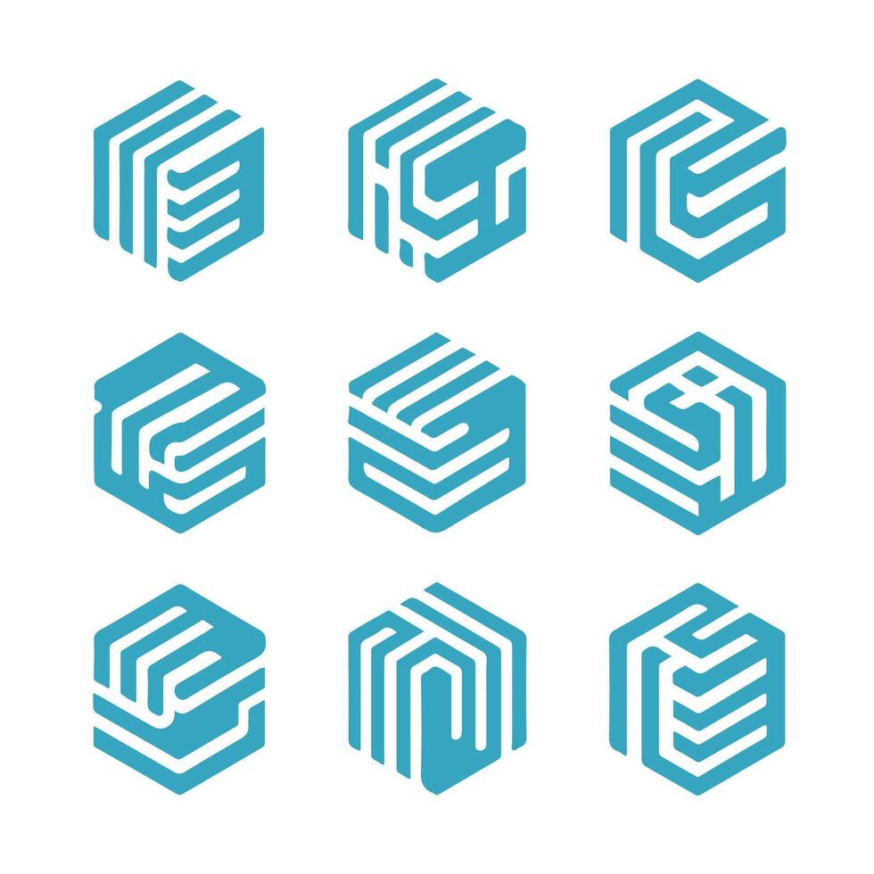 Cube Box Linear Collection Logo vector