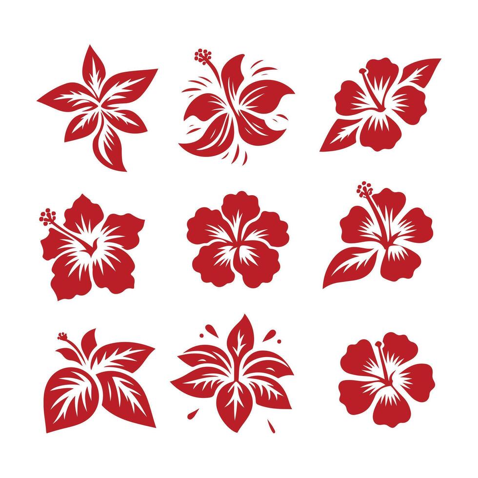 Tropical Hibiscus Hibiscus Flower collection logo vector
