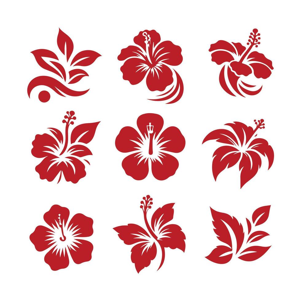 Hibiscus Blossom Hibiscus Flower collection logo vector