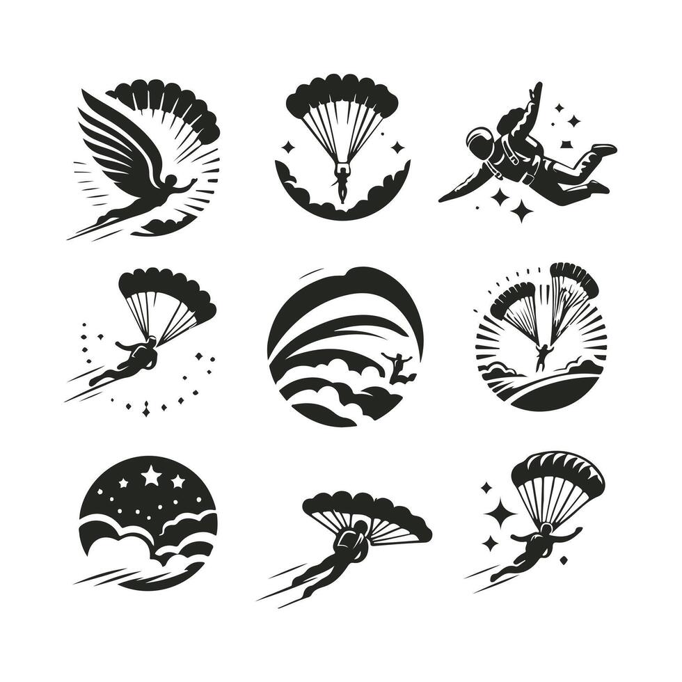 High Fly Skydive Skydiving collection logo vector