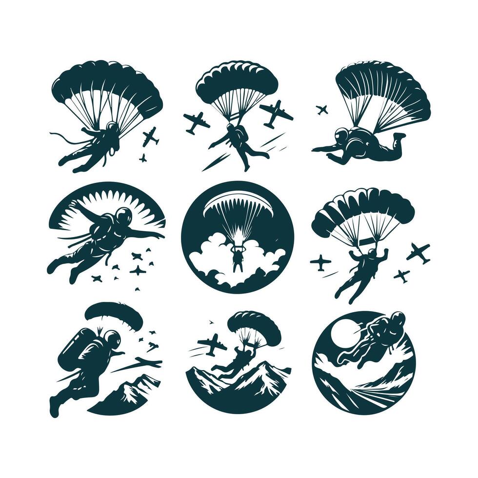 Warriors Skydiving collection logo vector