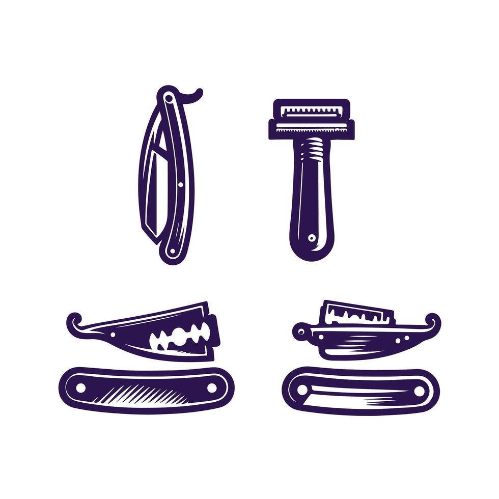 Precision Blade Straight Razors collection logo vector