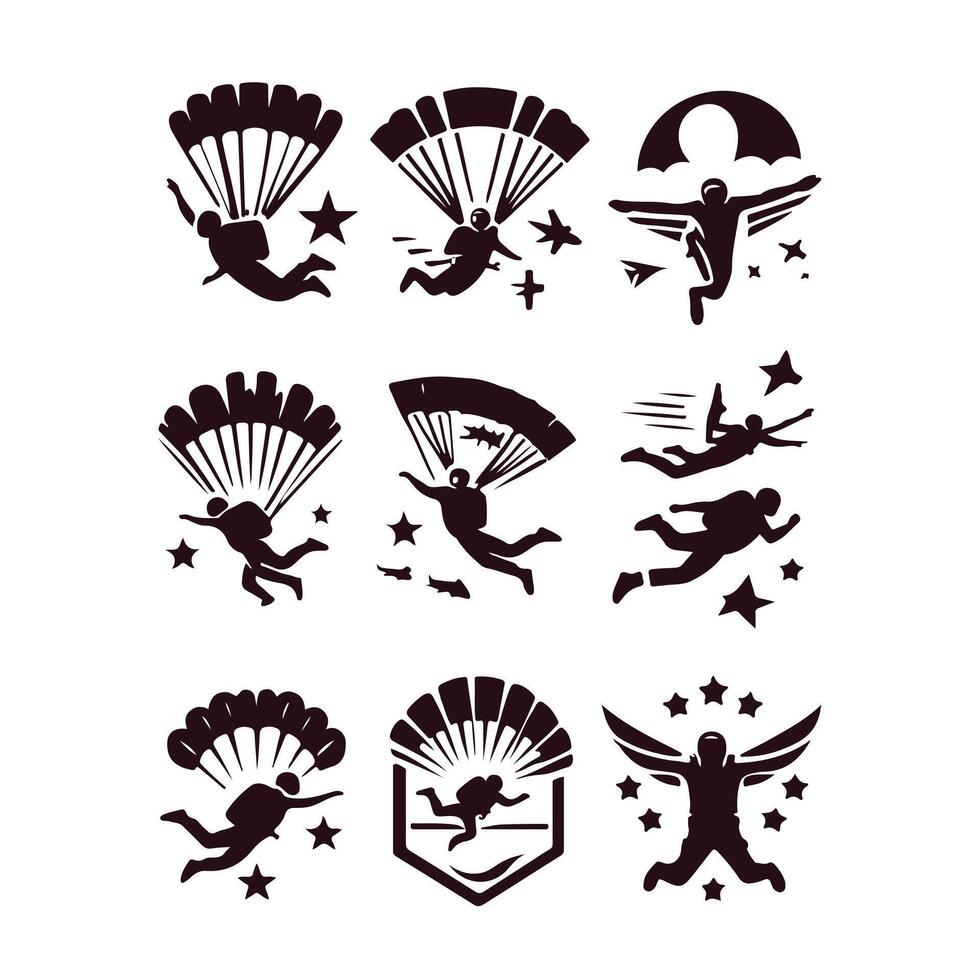 Free fall Adventures Skydiving collection logo vector