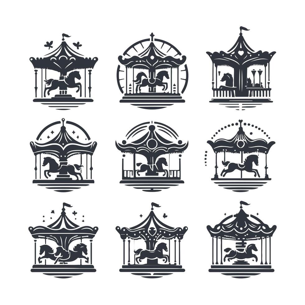 Whirl Wind Carousel Straight Razors collection logo vector