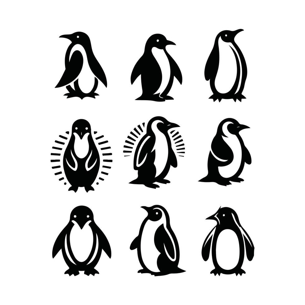 Waddle Works Penguin collection logo vector