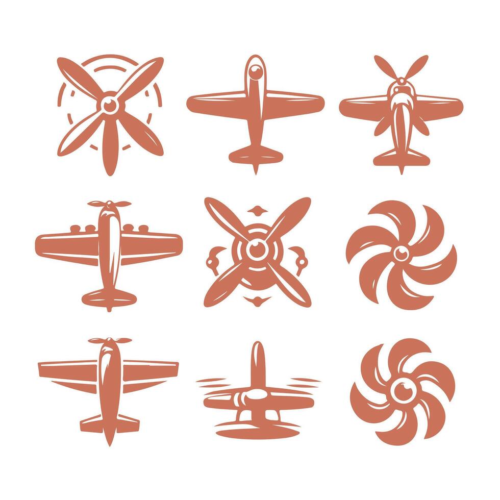 TurboWing Propeller Airplane Collection Logo vector