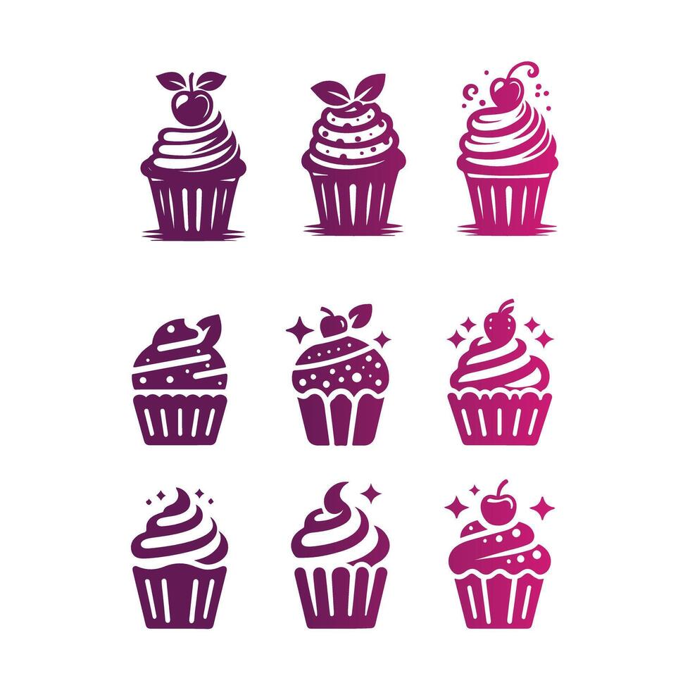 Cherry Delight Cup Cake Collection Logo vector