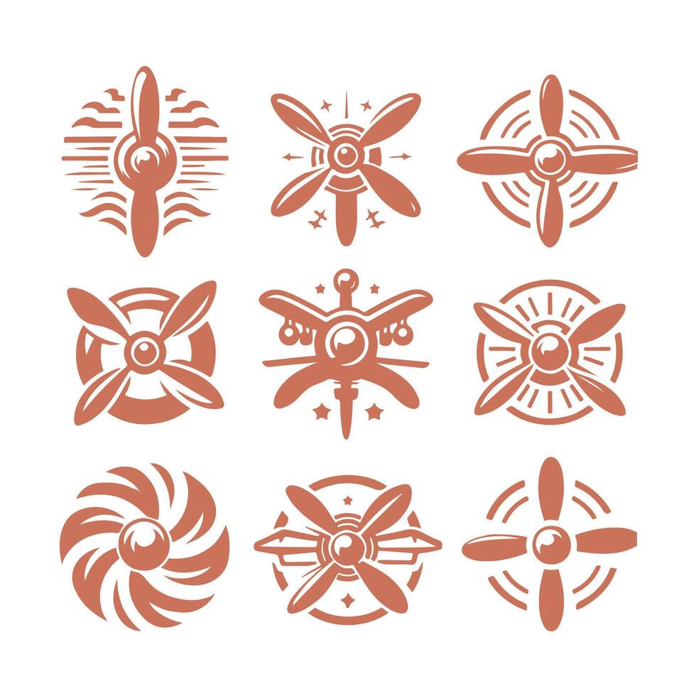 Sky Spinner Propeller Airplane Collection Logo Design vector