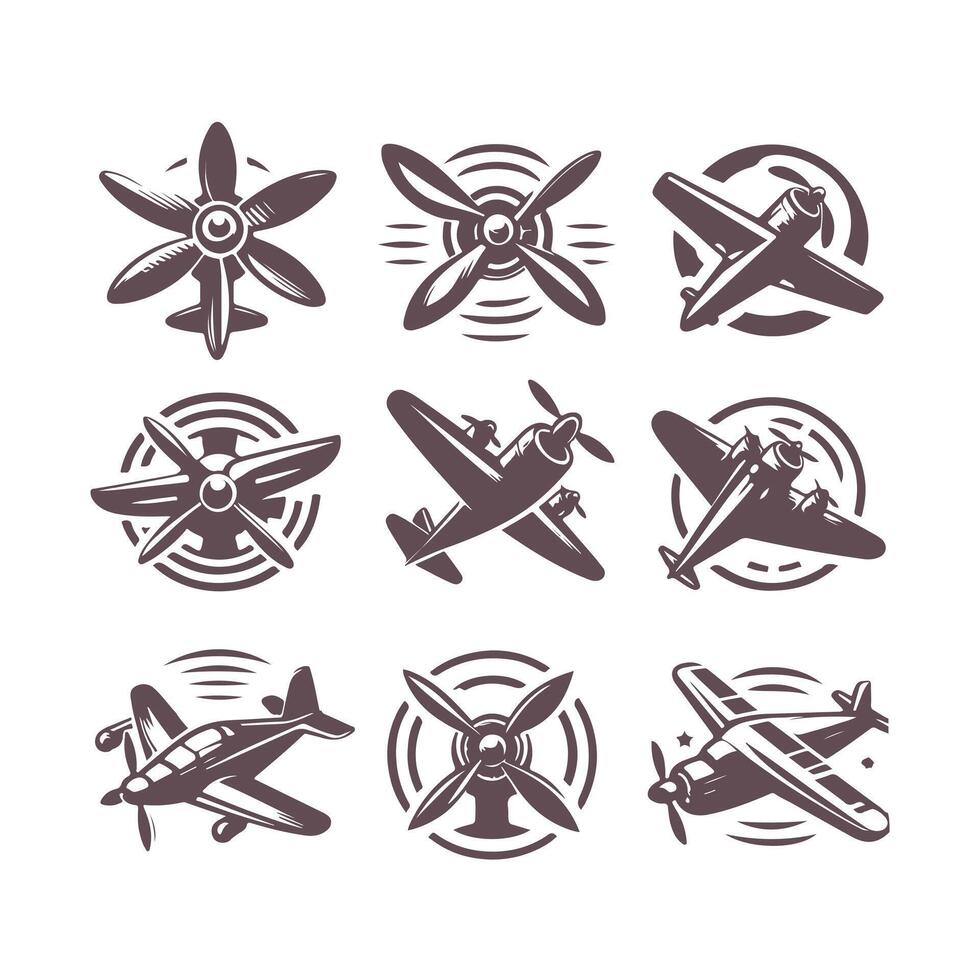 Propulse Propeller Airplane Collection Logo vector