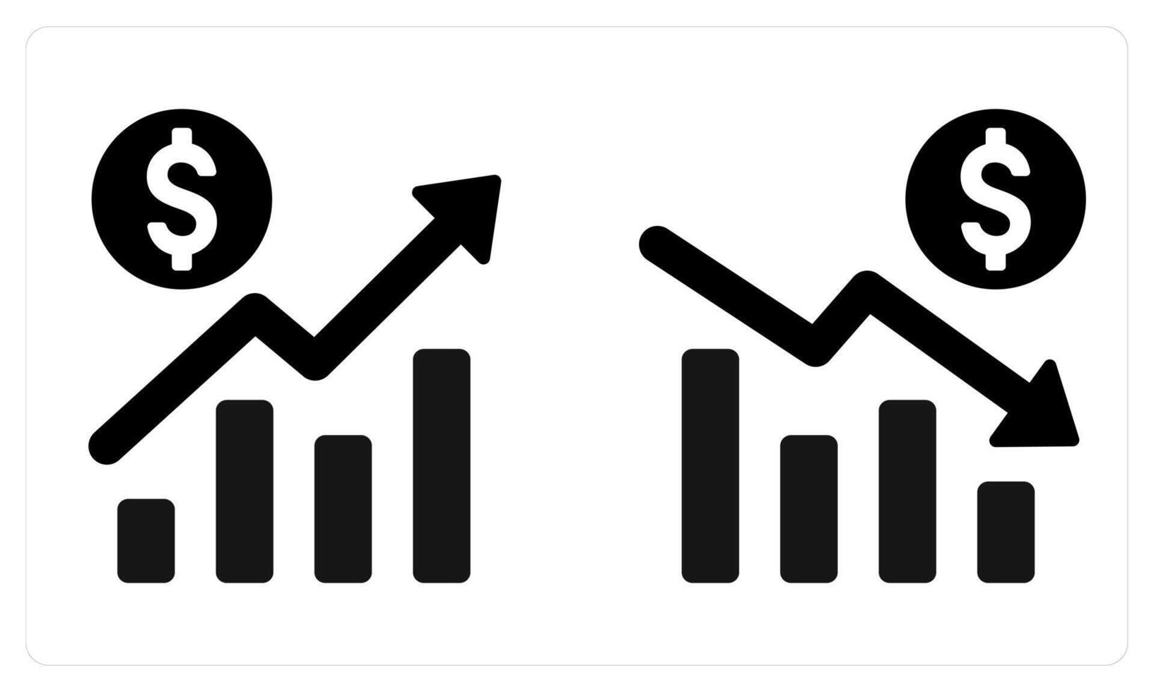 Increase Sales Decrease Sales in black color vector