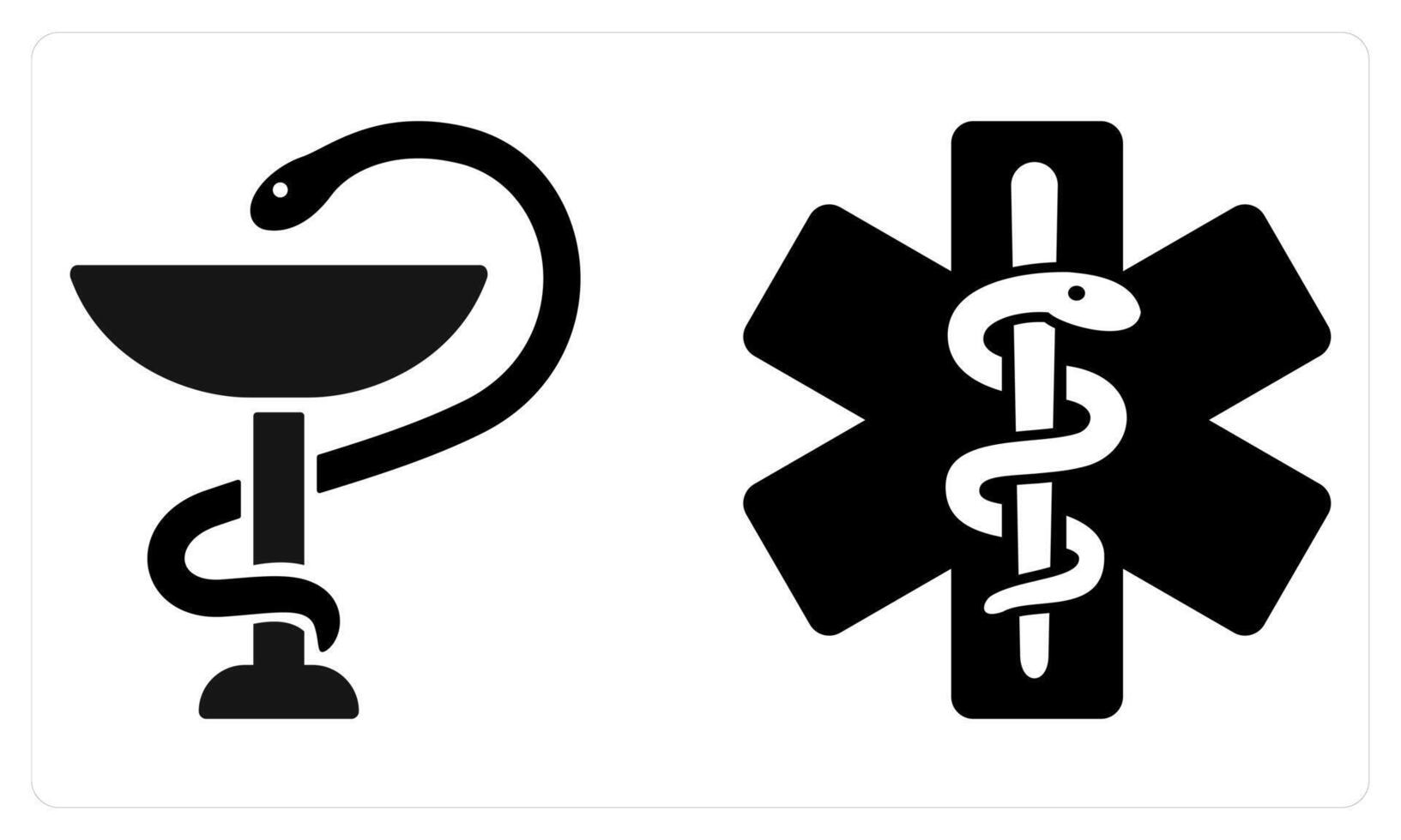 Asclepious and Caduceus in black color vector