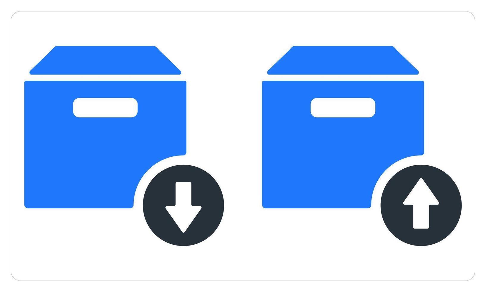 Upload Box Download Box in blue color vector